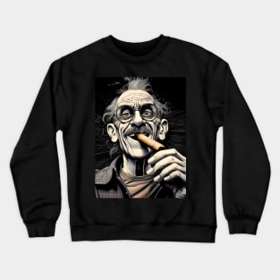 Cigar Smoker: Burning Issues; Missing My Two Front Teeth on a Dark Background Crewneck Sweatshirt